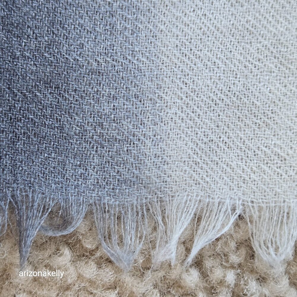 Masai Copenhagen Wool Scarf Gradient Ombre Lightweight Black White - Picture 5 of 10